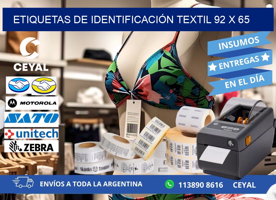 ETIQUETAS DE IDENTIFICACIÓN TEXTIL 92 x 65