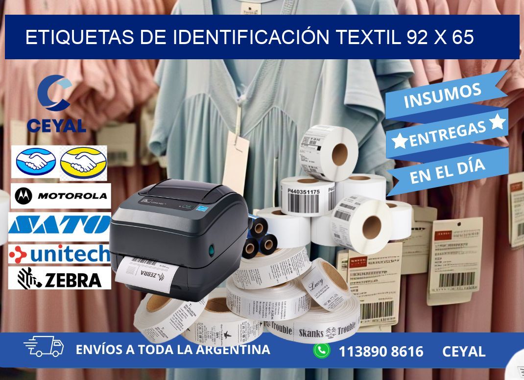 ETIQUETAS DE IDENTIFICACIÓN TEXTIL 92 x 65