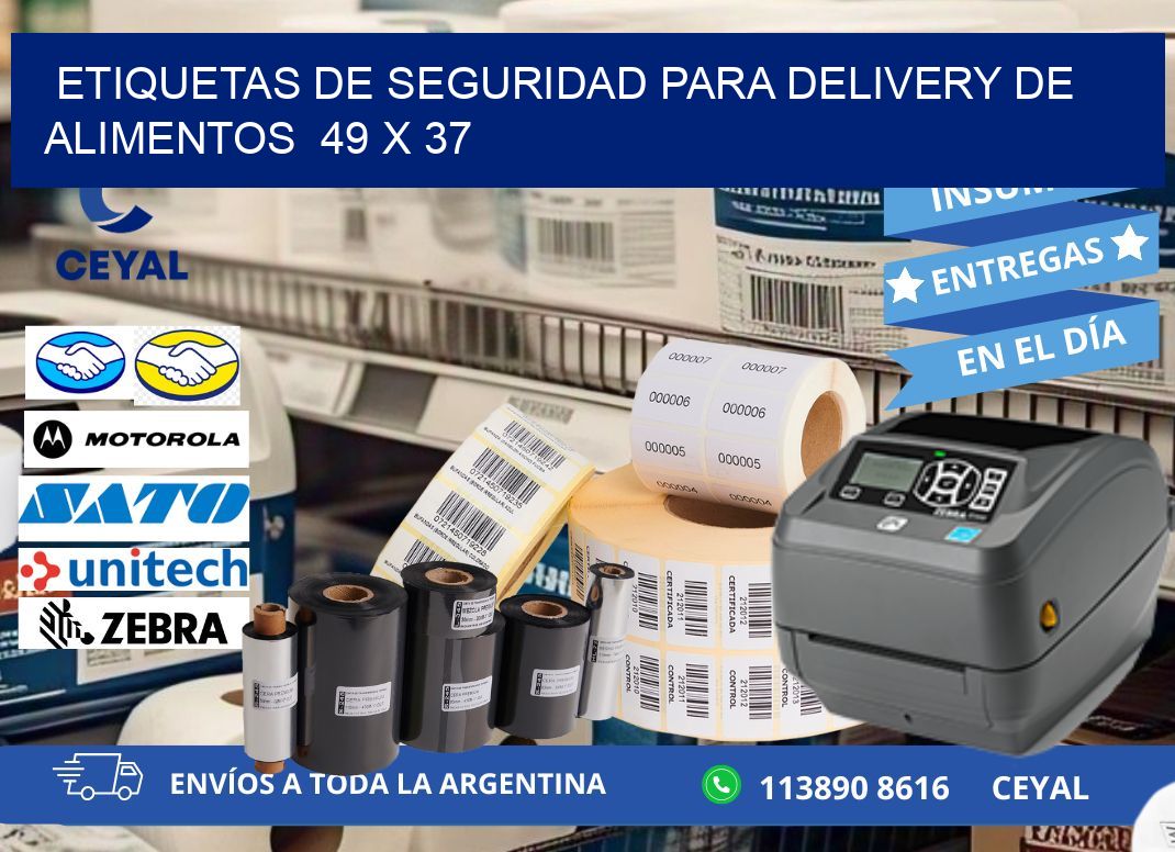 ETIQUETAS DE SEGURIDAD PARA DELIVERY DE ALIMENTOS  49 x 37