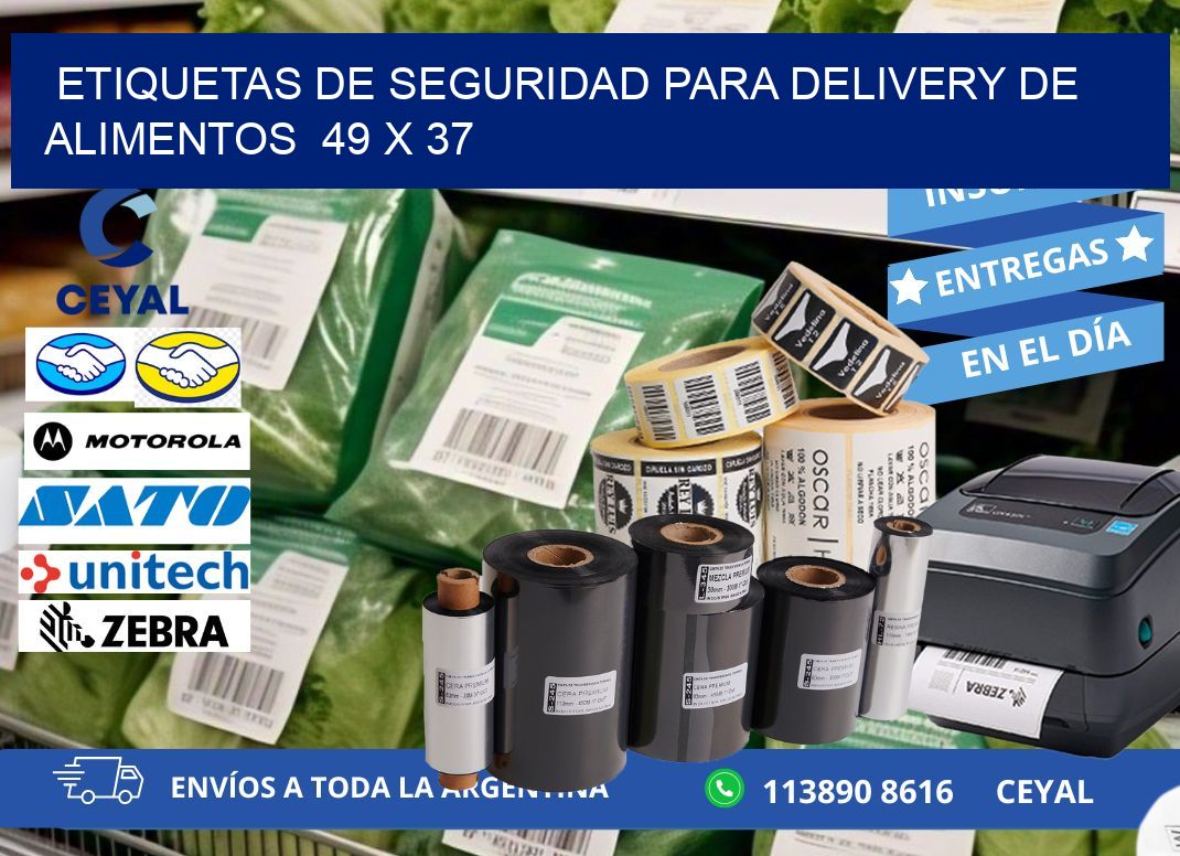 ETIQUETAS DE SEGURIDAD PARA DELIVERY DE ALIMENTOS  49 x 37