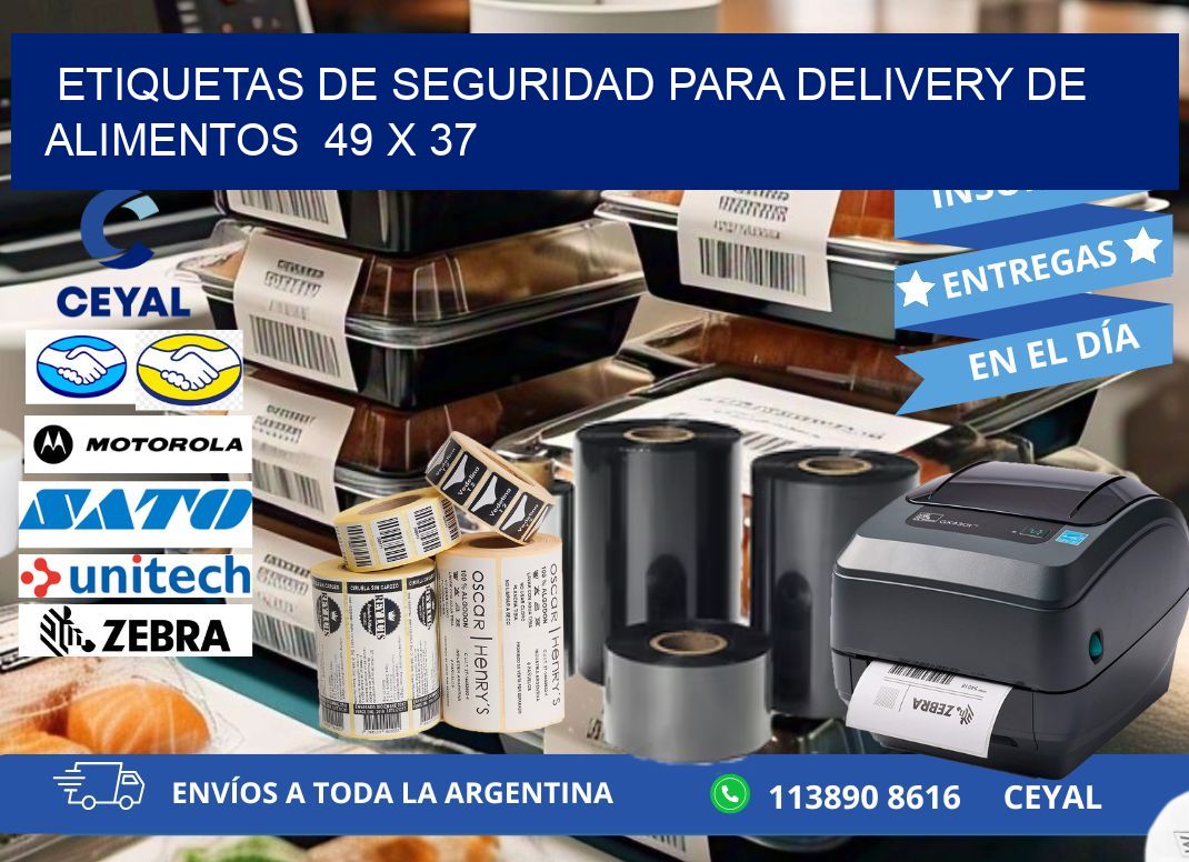 ETIQUETAS DE SEGURIDAD PARA DELIVERY DE ALIMENTOS  49 x 37