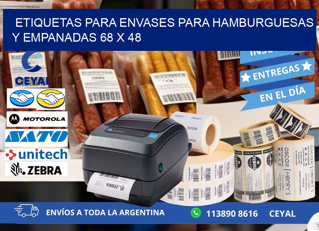 ETIQUETAS PARA ENVASES PARA HAMBURGUESAS Y EMPANADAS 68 x 48