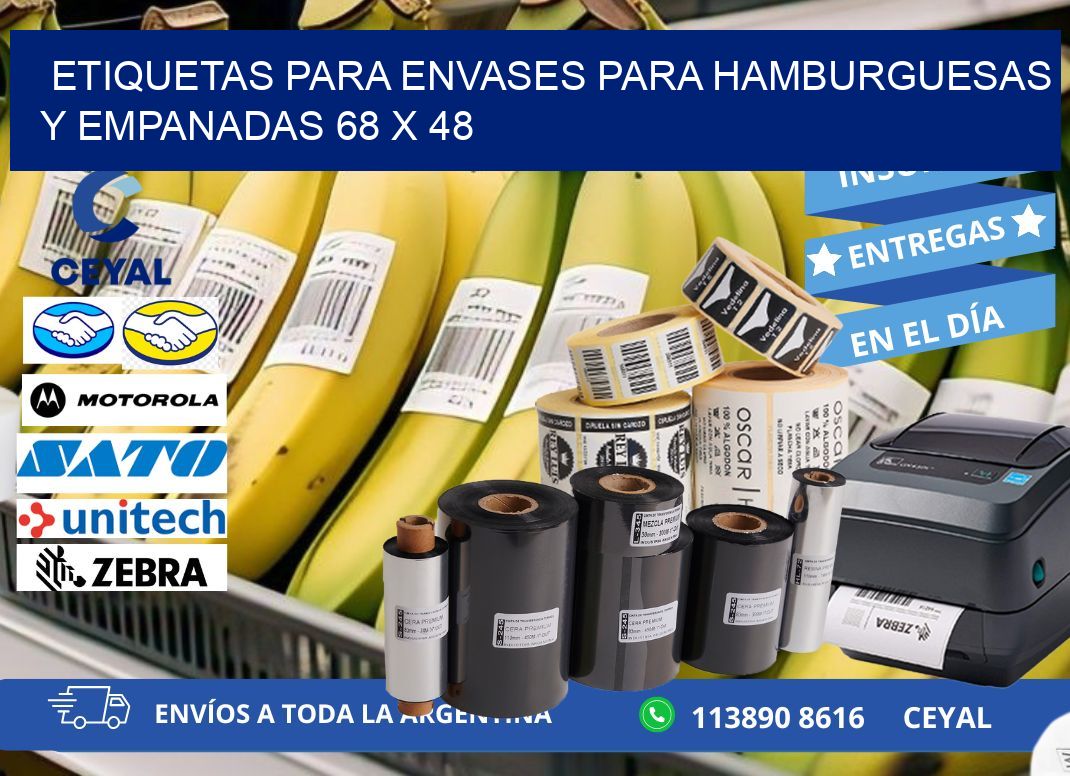 ETIQUETAS PARA ENVASES PARA HAMBURGUESAS Y EMPANADAS 68 x 48