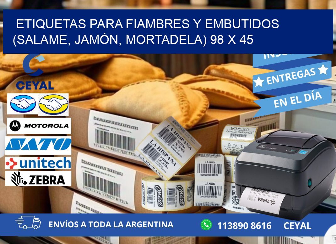 ETIQUETAS PARA FIAMBRES Y EMBUTIDOS (SALAME, JAMÓN, MORTADELA) 98 x 45