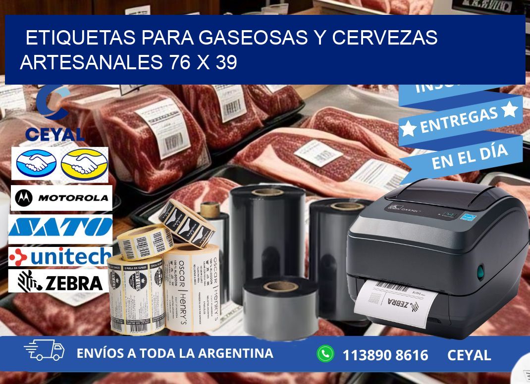 ETIQUETAS PARA GASEOSAS Y CERVEZAS ARTESANALES 76 x 39