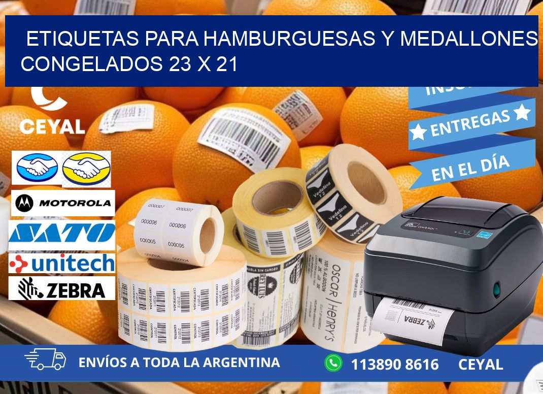 ETIQUETAS PARA HAMBURGUESAS Y MEDALLONES CONGELADOS 23 x 21