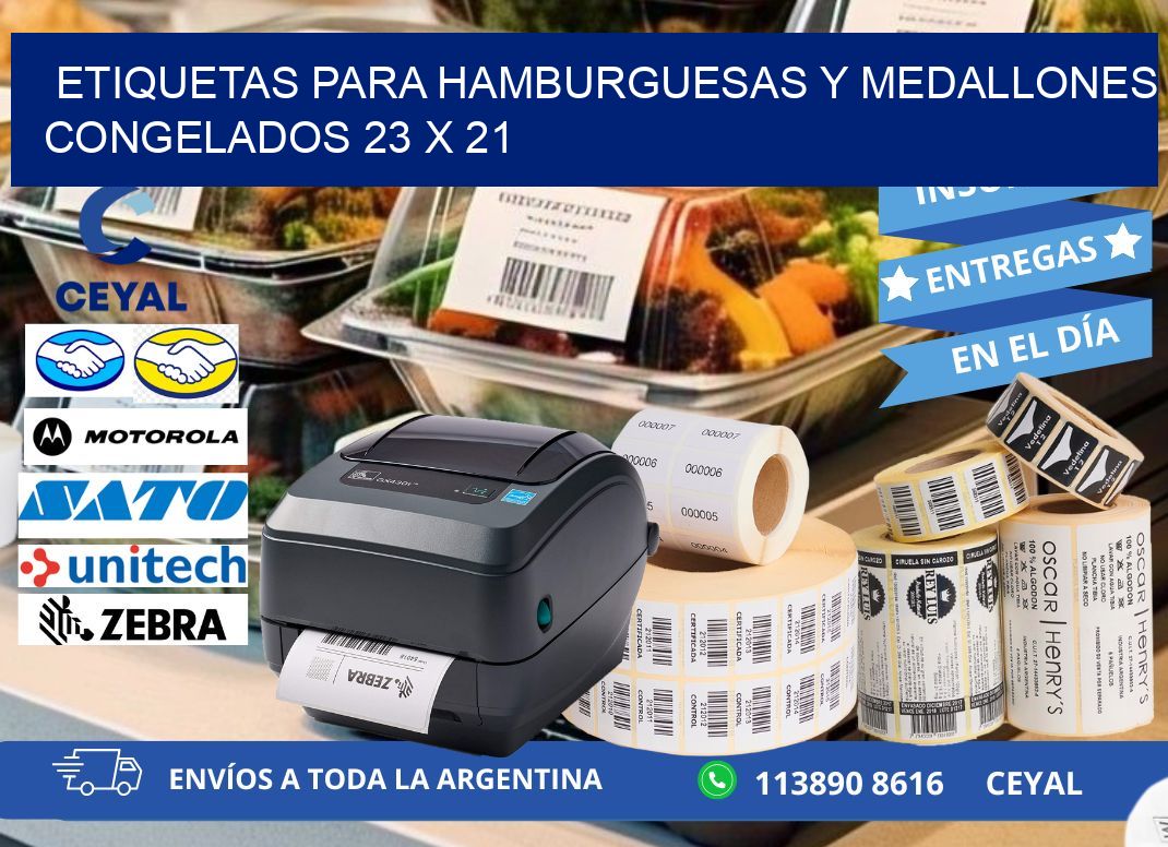 ETIQUETAS PARA HAMBURGUESAS Y MEDALLONES CONGELADOS 23 x 21