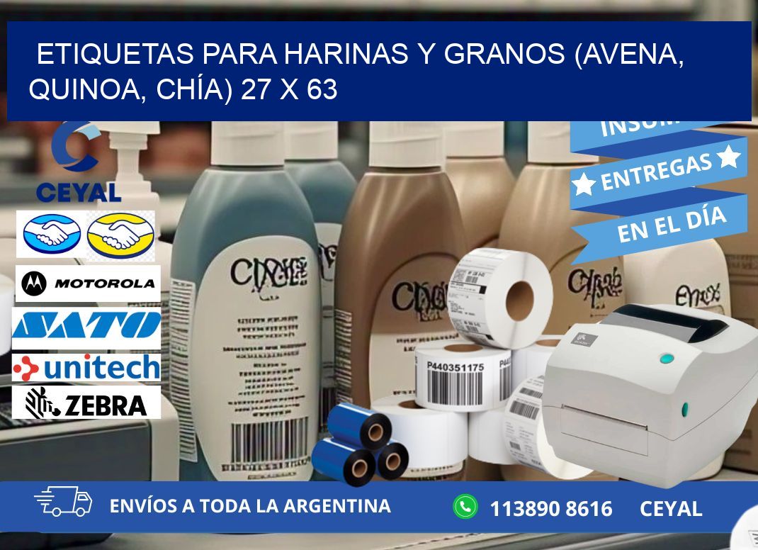 ETIQUETAS PARA HARINAS Y GRANOS (AVENA, QUINOA, CHÍA) 27 x 63