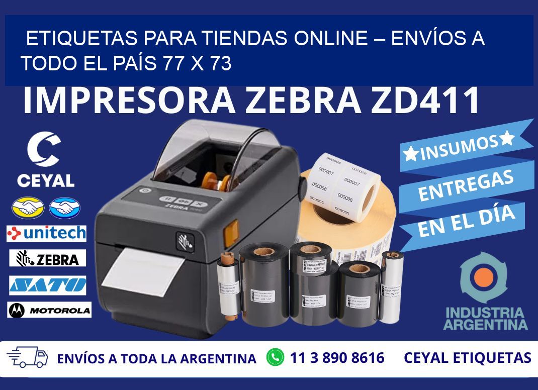 ETIQUETAS PARA TIENDAS ONLINE – ENVÍOS A TODO EL PAÍS 77 x 73