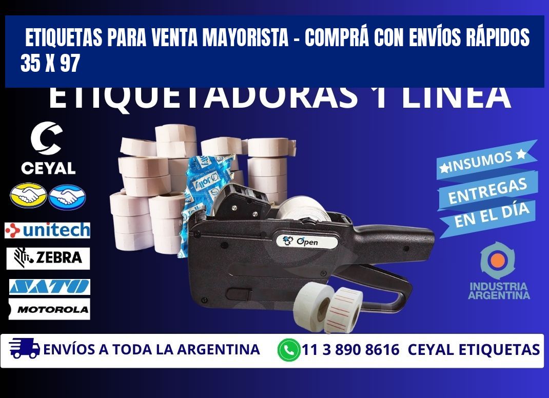ETIQUETAS PARA VENTA MAYORISTA – COMPRÁ CON ENVÍOS RÁPIDOS 35 x 97