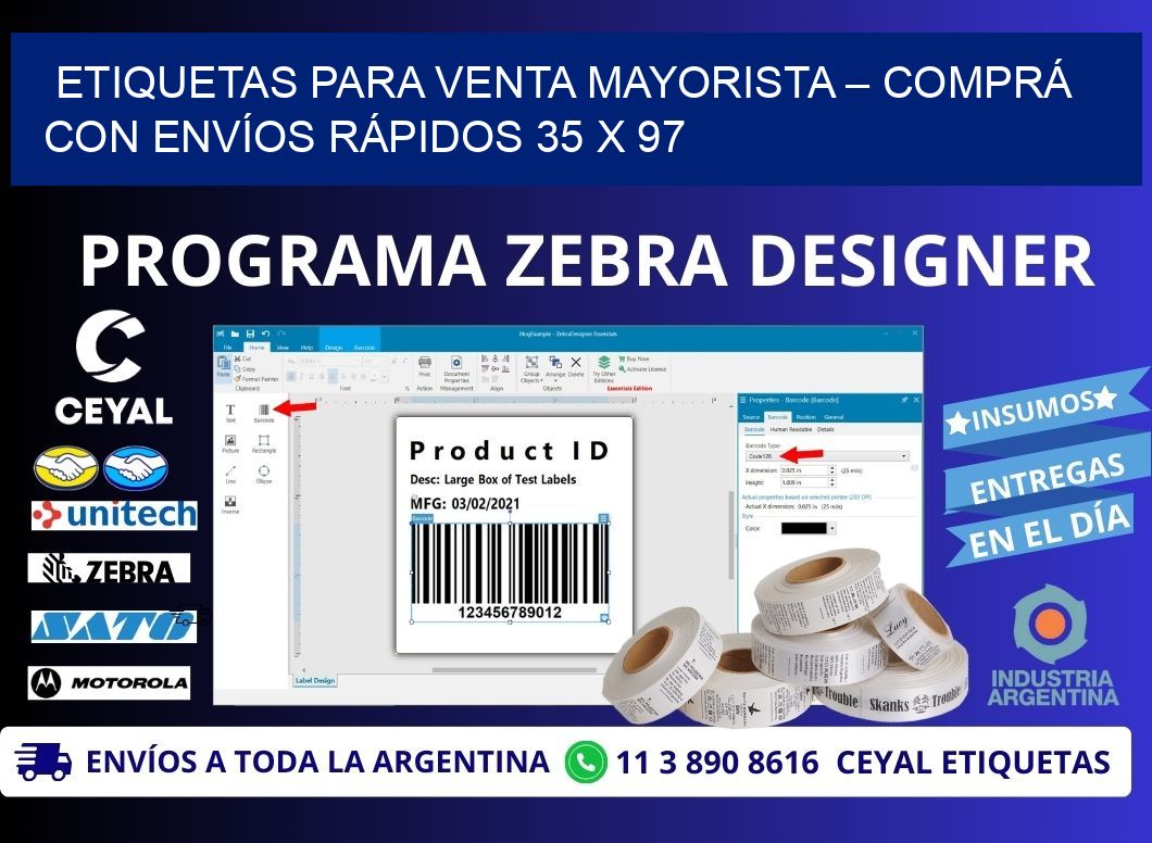 ETIQUETAS PARA VENTA MAYORISTA – COMPRÁ CON ENVÍOS RÁPIDOS 35 x 97