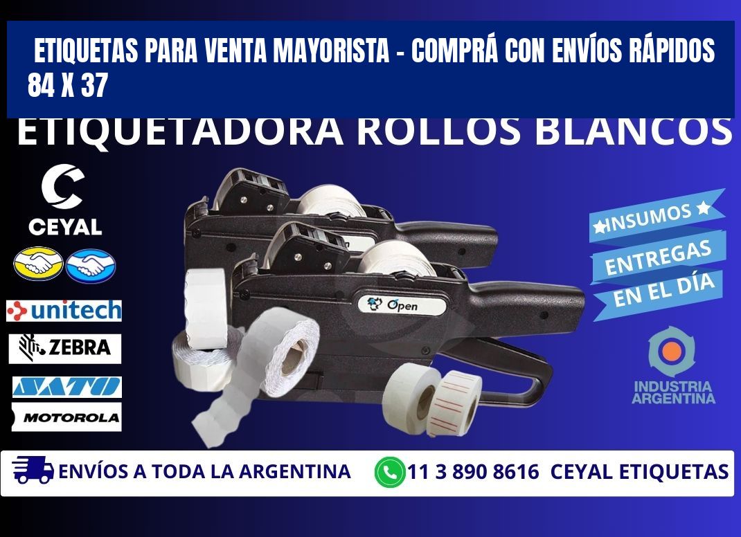 ETIQUETAS PARA VENTA MAYORISTA – COMPRÁ CON ENVÍOS RÁPIDOS 84 x 37