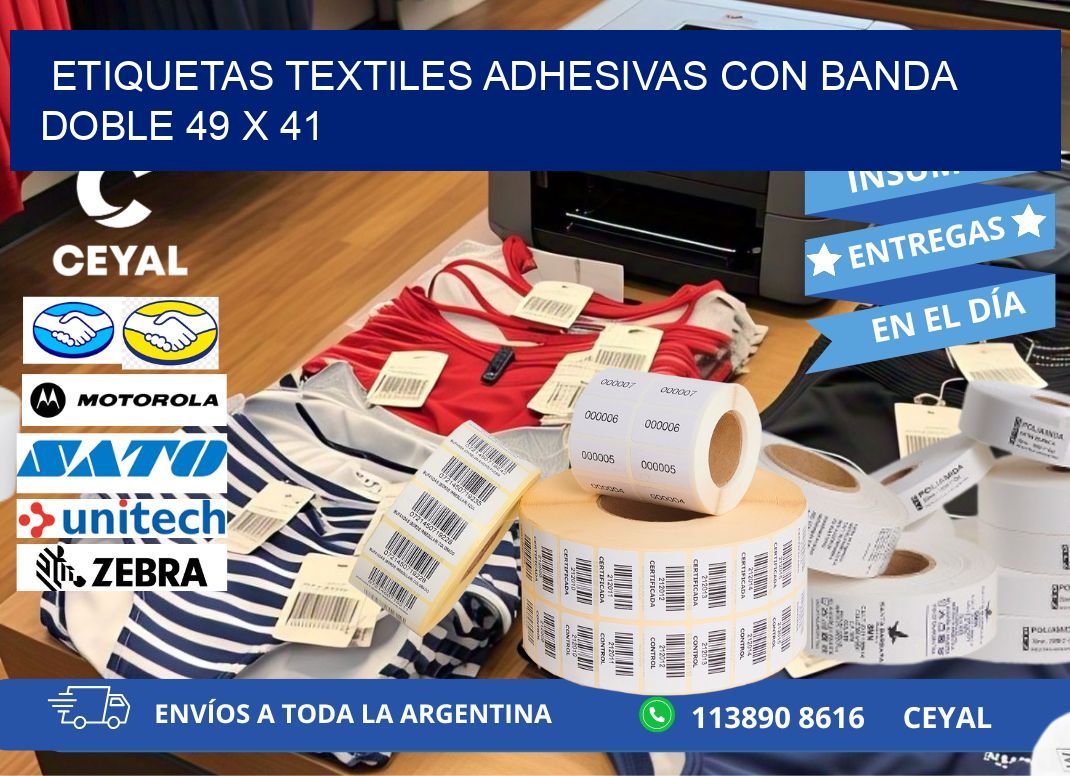 ETIQUETAS TEXTILES ADHESIVAS CON BANDA DOBLE 49 x 41