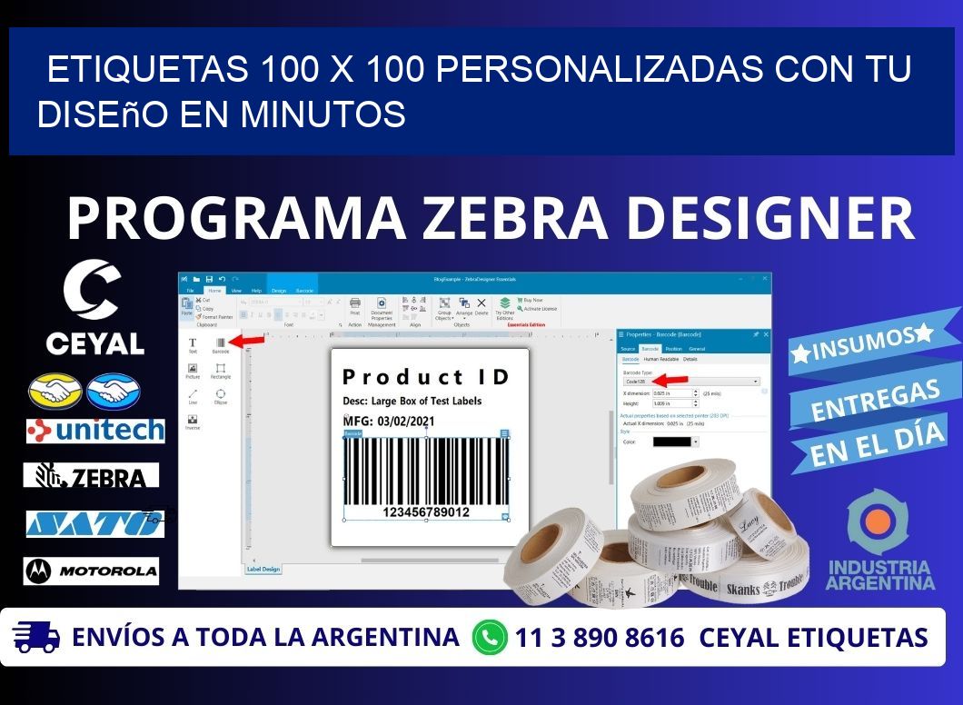 Etiquetas 100 x 100 Personalizadas con Tu Diseño en Minutos