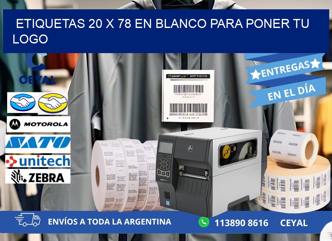 Etiquetas 20 x 78 en blanco para poner tu logo