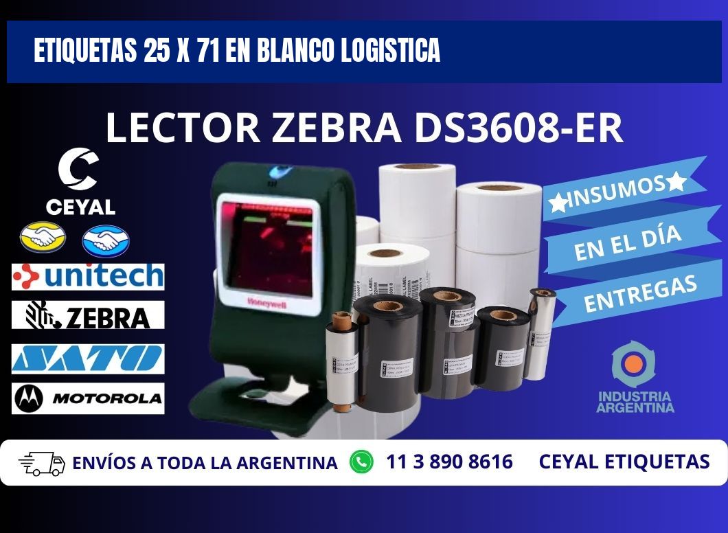Etiquetas 25 x 71 en blanco logistica