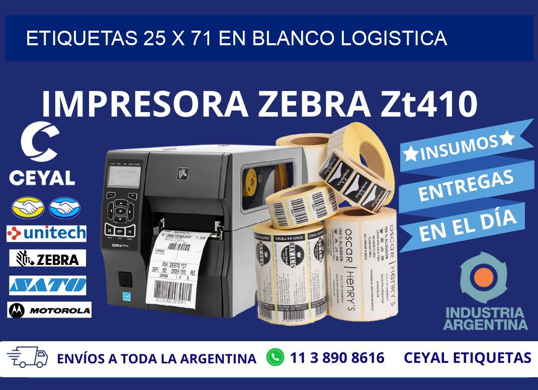 Etiquetas 25 x 71 en blanco logistica