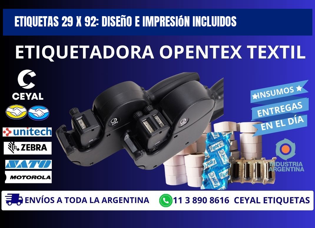 Etiquetas 29 x 92: Diseño e Impresión Incluidos