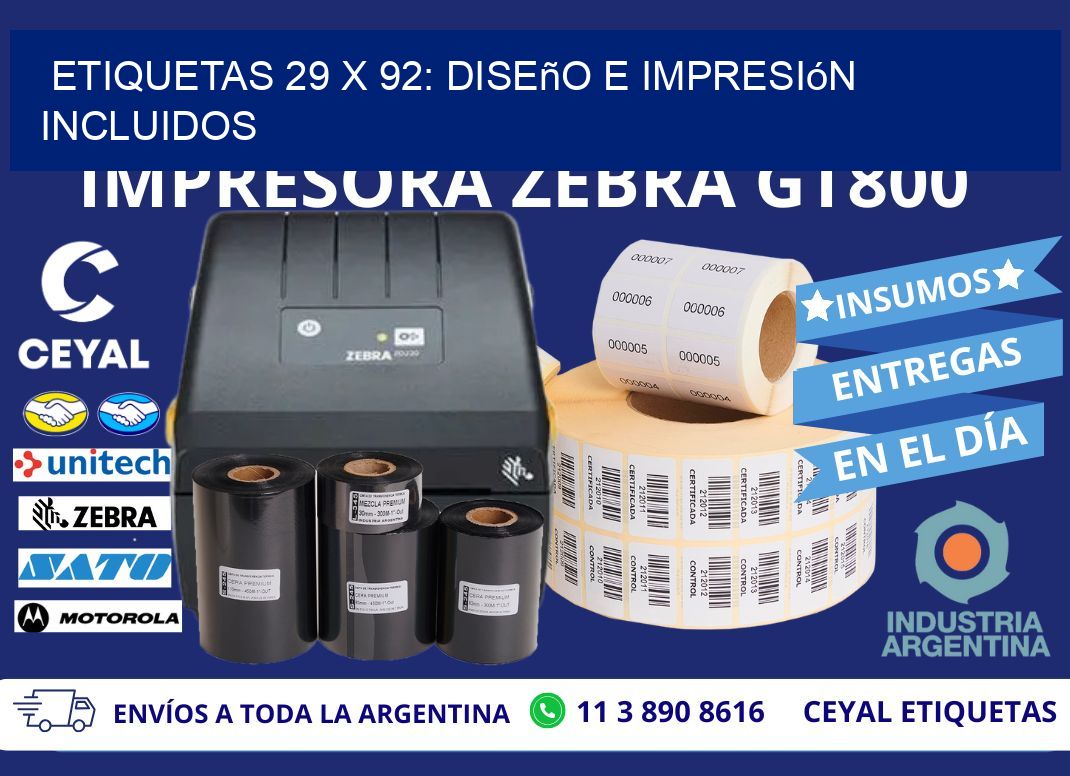 Etiquetas 29 x 92: Diseño e Impresión Incluidos