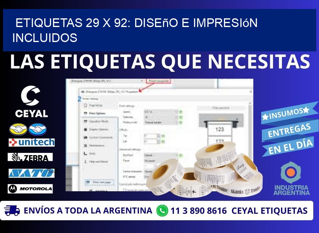 Etiquetas 29 x 92: Diseño e Impresión Incluidos