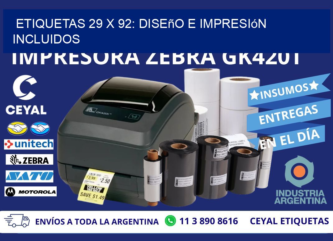 Etiquetas 29 x 92: Diseño e Impresión Incluidos