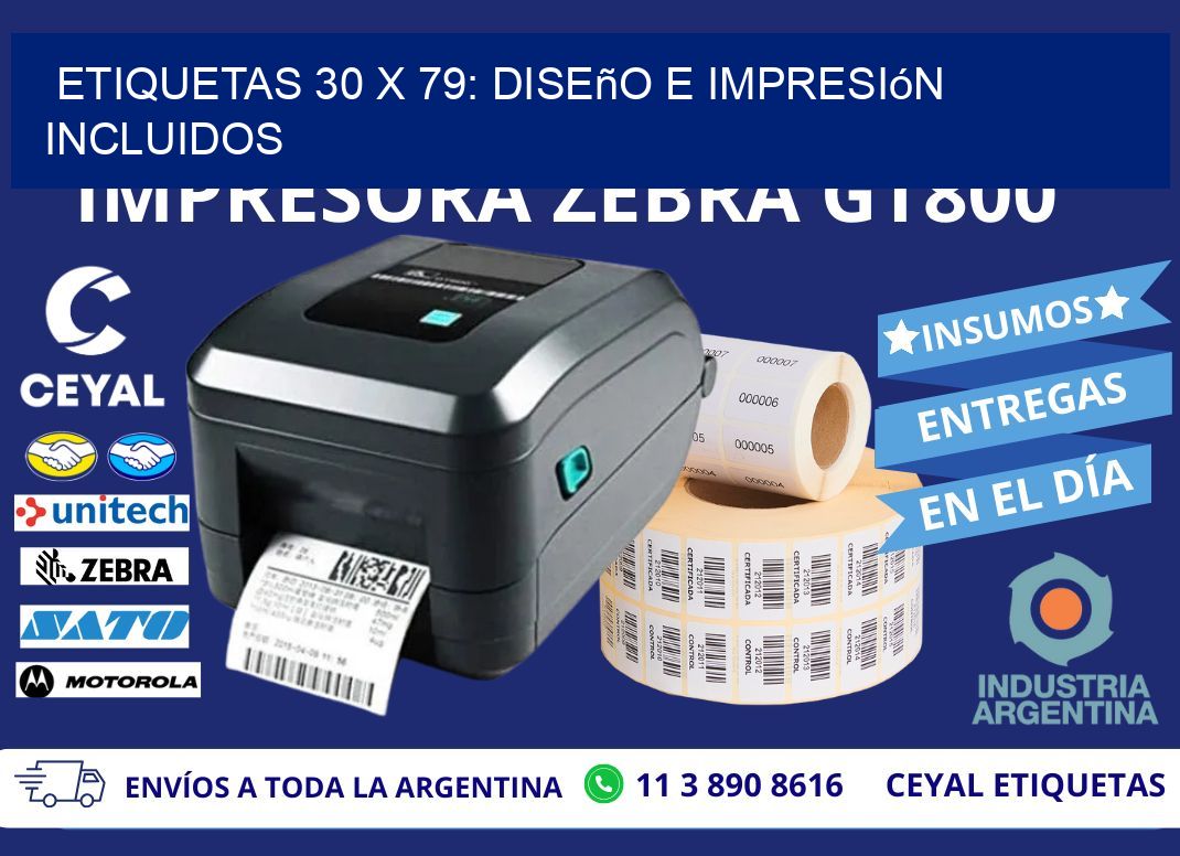 Etiquetas 30 x 79: Diseño e Impresión Incluidos