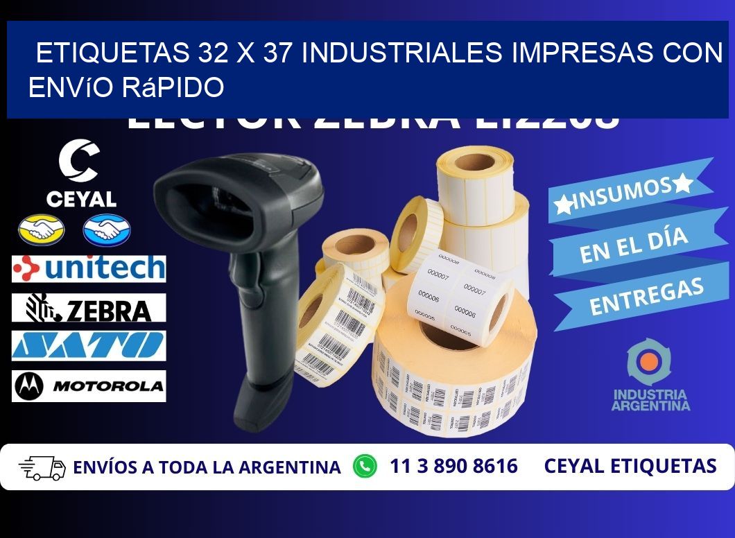 Etiquetas 32 x 37 Industriales Impresas con Envío Rápido