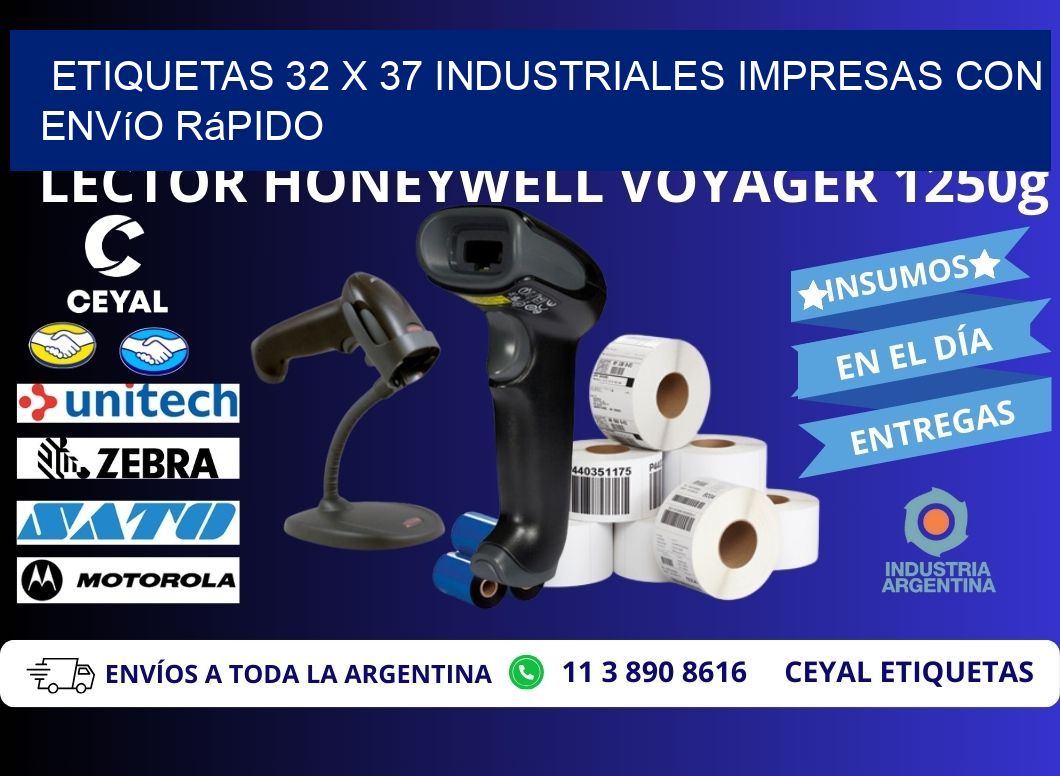 Etiquetas 32 x 37 Industriales Impresas con Envío Rápido