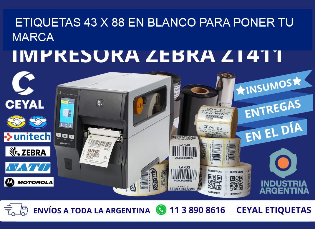 Etiquetas 43 x 88 en blanco para poner tu marca