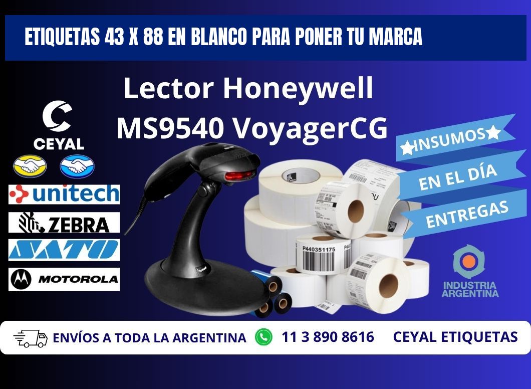 Etiquetas 43 x 88 en blanco para poner tu marca