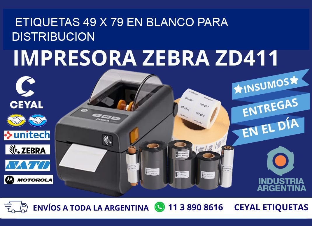 Etiquetas 49 x 79 en blanco para distribucion