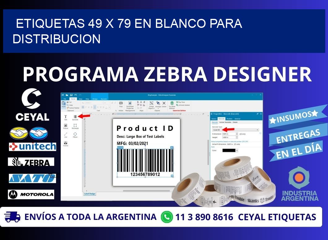 Etiquetas 49 x 79 en blanco para distribucion