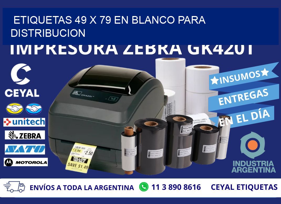 Etiquetas 49 x 79 en blanco para distribucion