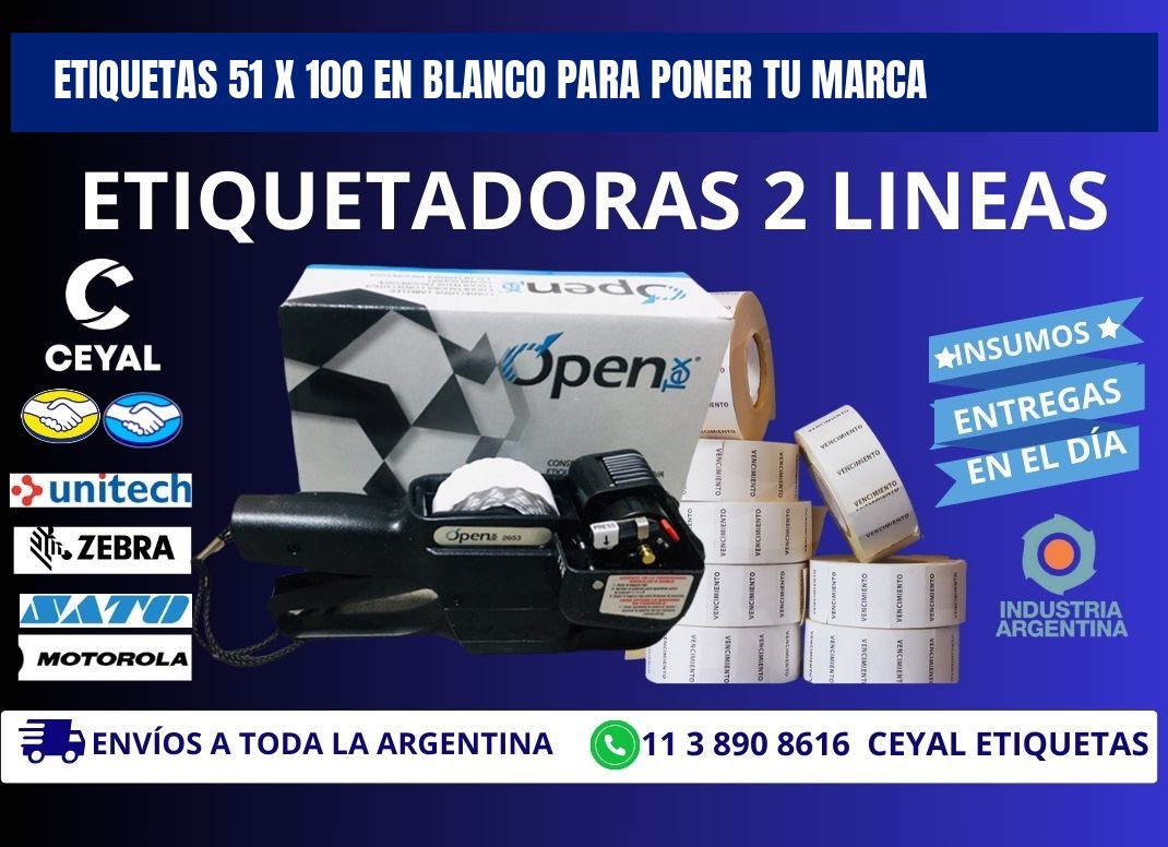 Etiquetas 51 x 100 en blanco para poner tu marca