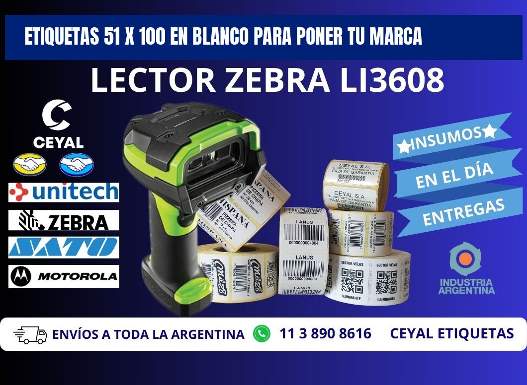 Etiquetas 51 x 100 en blanco para poner tu marca