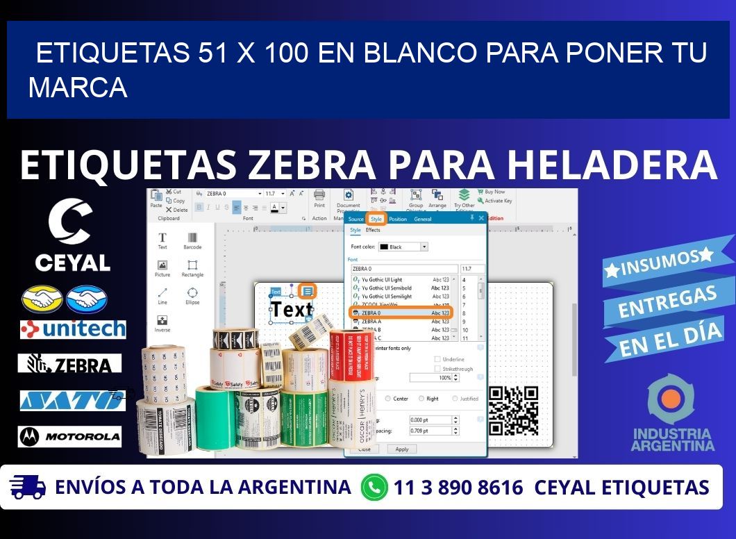 Etiquetas 51 x 100 en blanco para poner tu marca