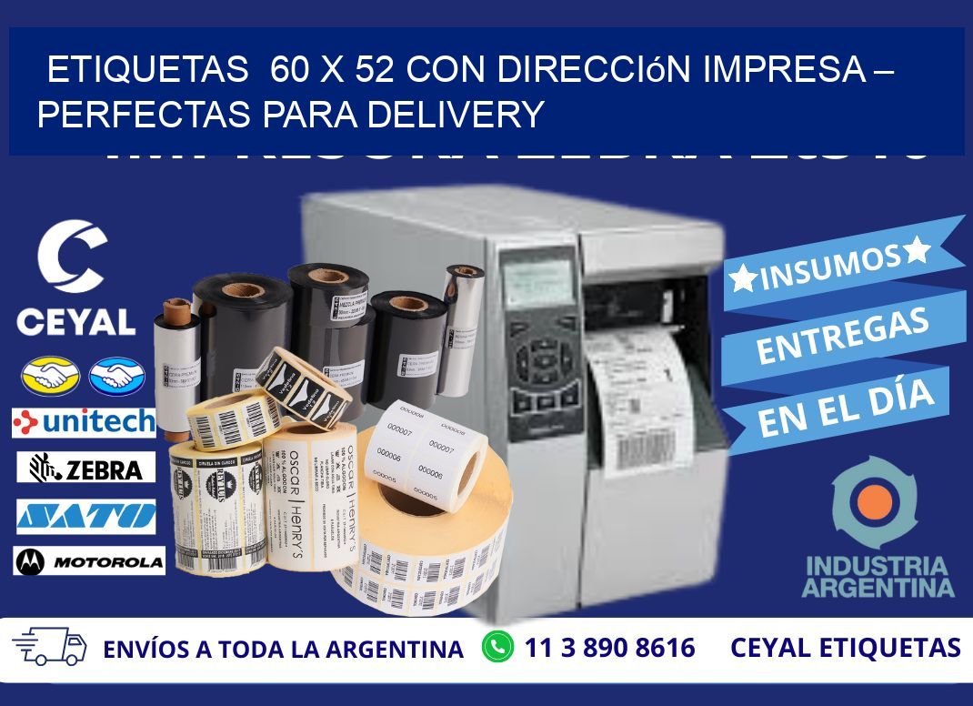 Etiquetas  60 x 52 con Dirección Impresa – Perfectas para Delivery