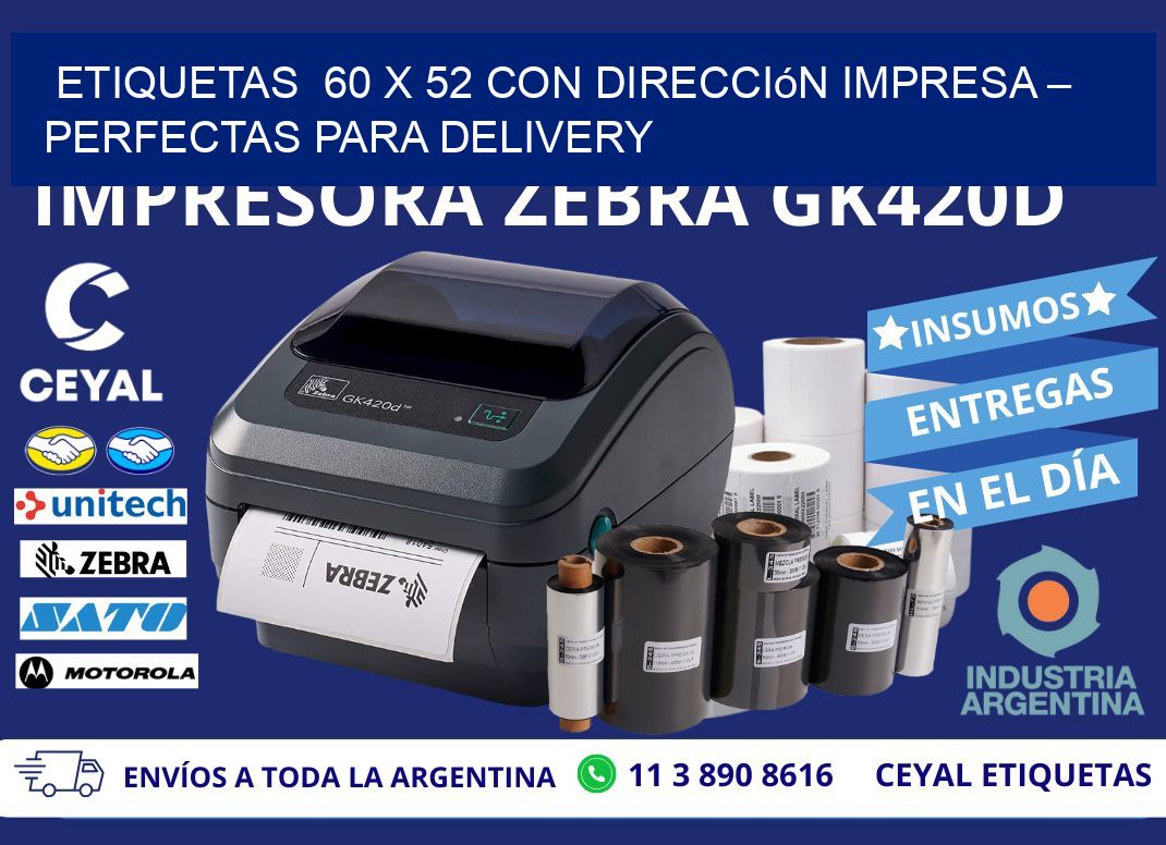 Etiquetas  60 x 52 con Dirección Impresa – Perfectas para Delivery