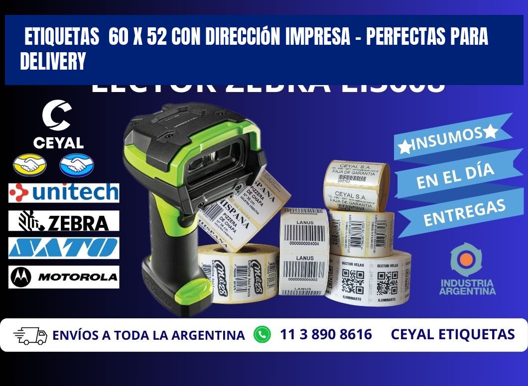 Etiquetas  60 x 52 con Dirección Impresa – Perfectas para Delivery