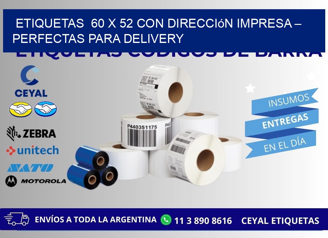 Etiquetas  60 x 52 con Dirección Impresa – Perfectas para Delivery