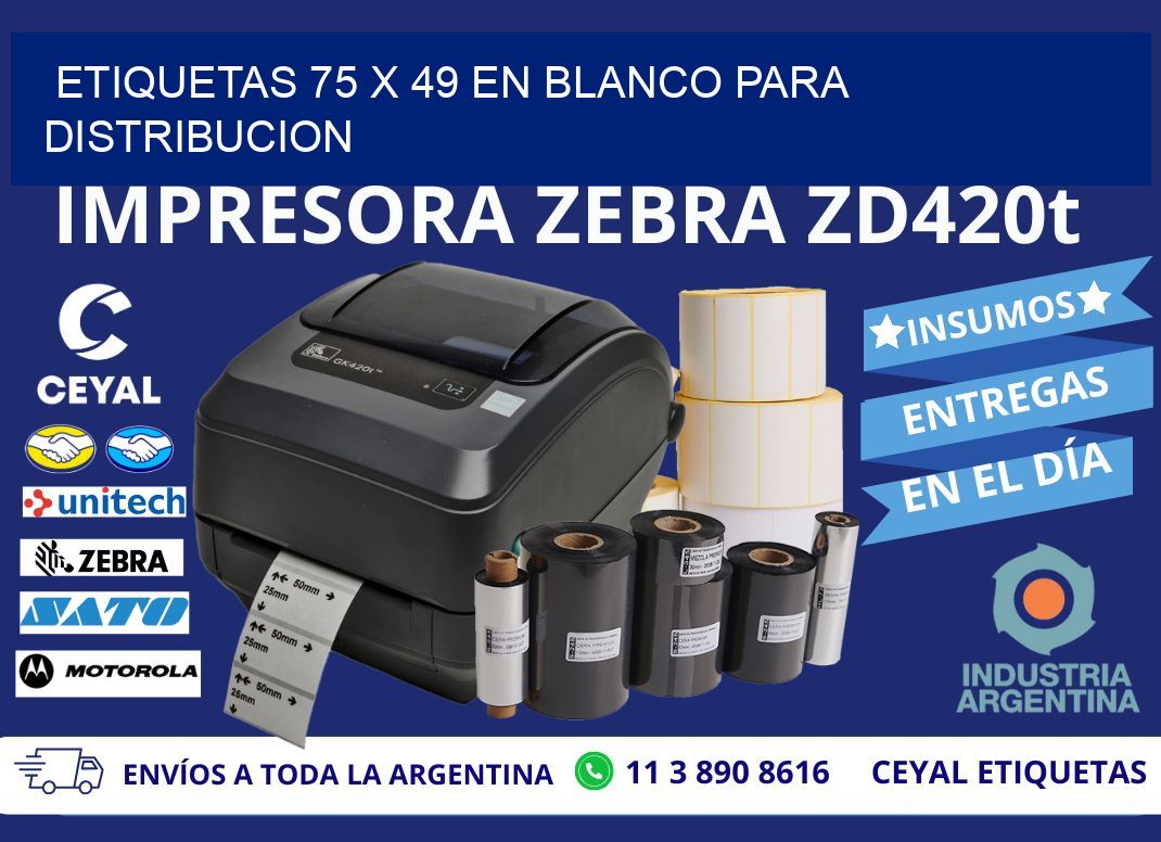 Etiquetas 75 x 49 en blanco para distribucion