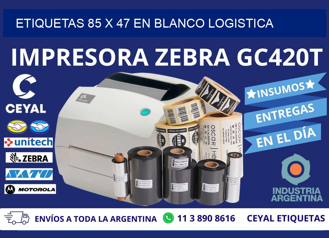 Etiquetas 85 x 47 en blanco logistica