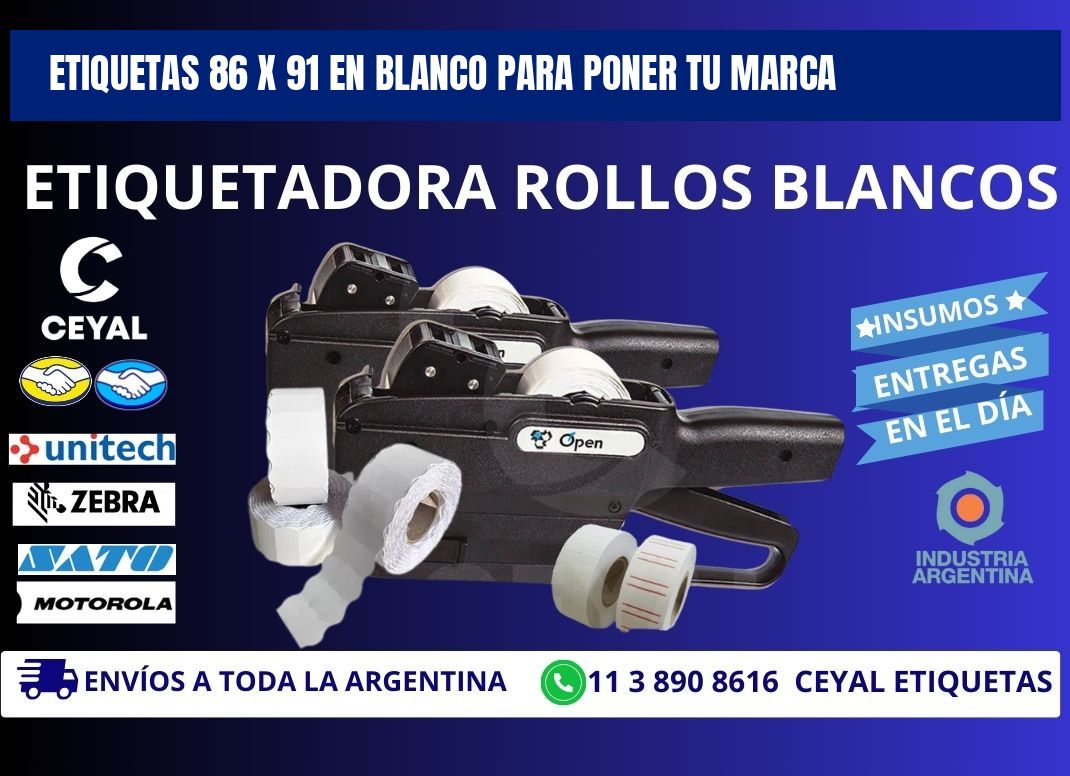 Etiquetas 86 x 91 en blanco para poner tu marca