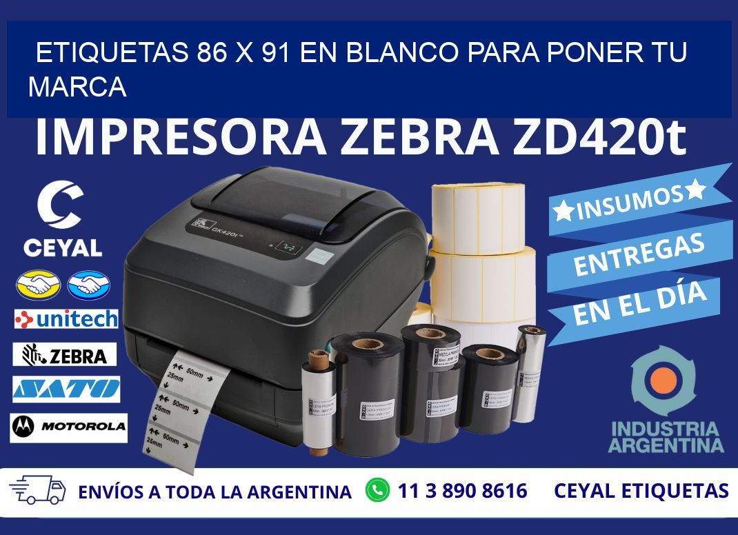 Etiquetas 86 x 91 en blanco para poner tu marca