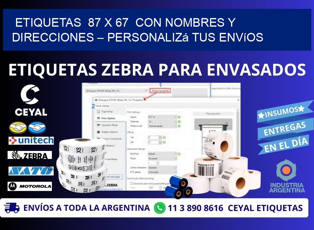 Etiquetas  87 x 67  con Nombres y Direcciones – Personalizá tus Envíos