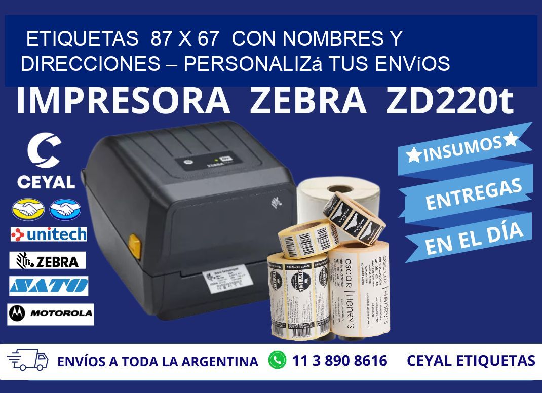 Etiquetas  87 x 67  con Nombres y Direcciones – Personalizá tus Envíos