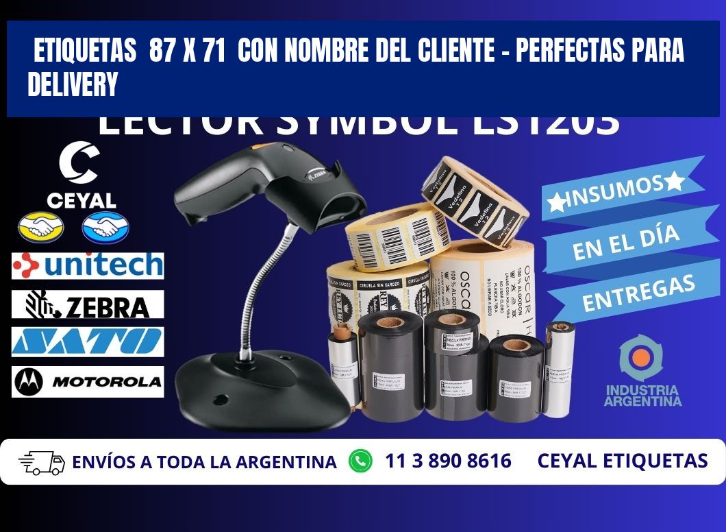 Etiquetas  87 x 71  con Nombre del Cliente – Perfectas para Delivery