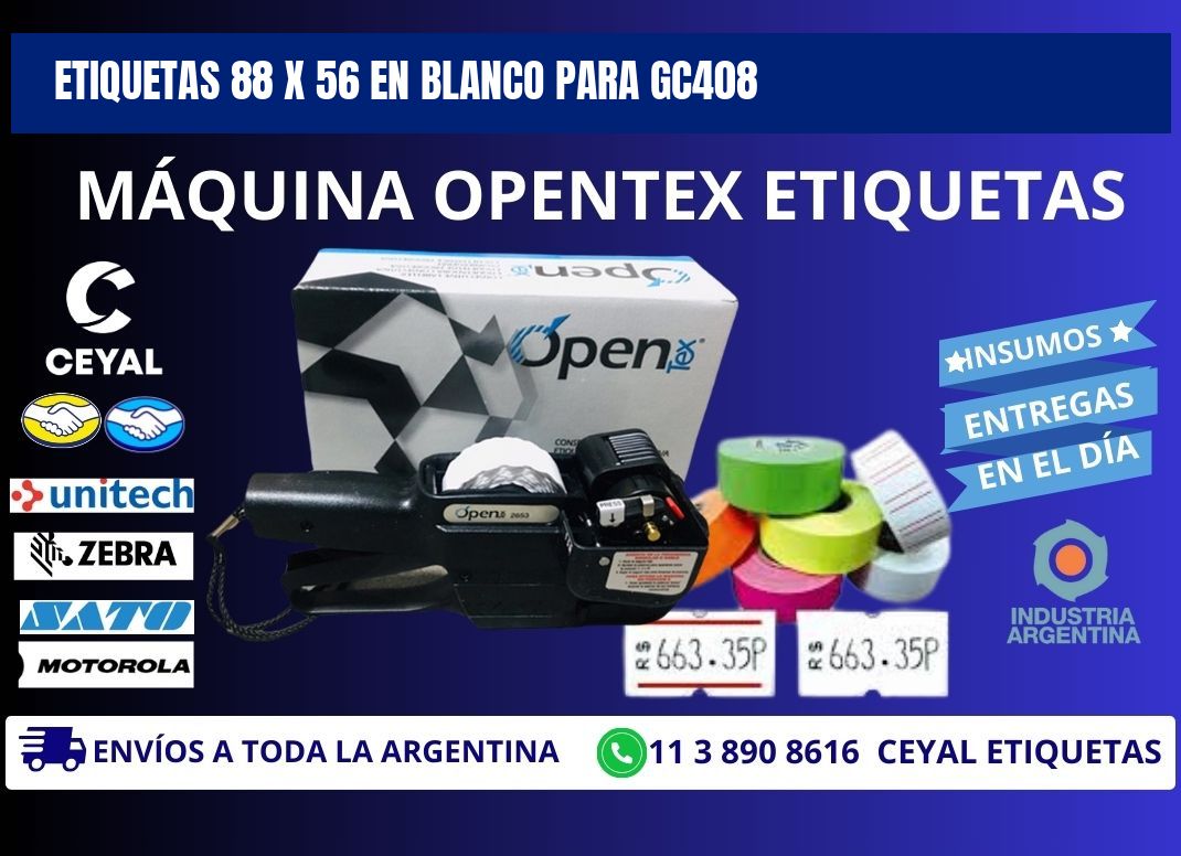 Etiquetas 88 x 56 en blanco para gc408