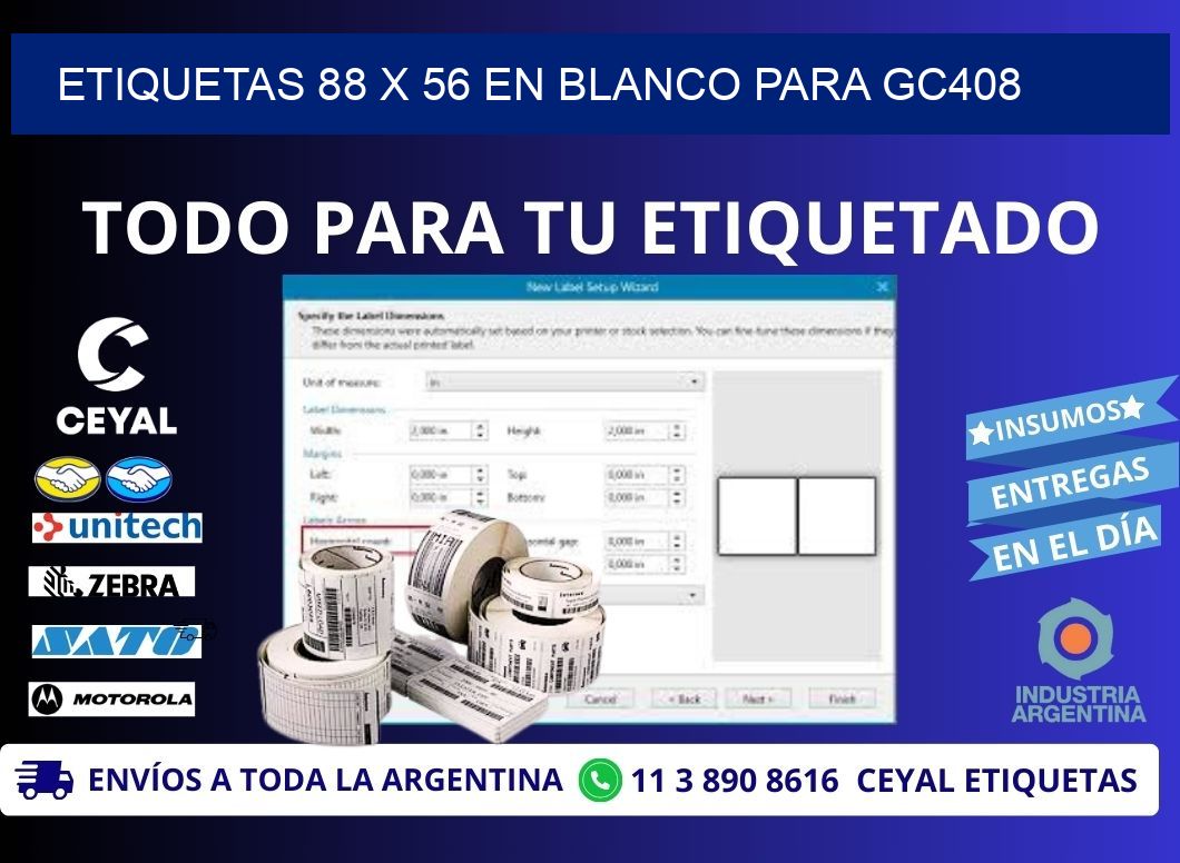 Etiquetas 88 x 56 en blanco para gc408