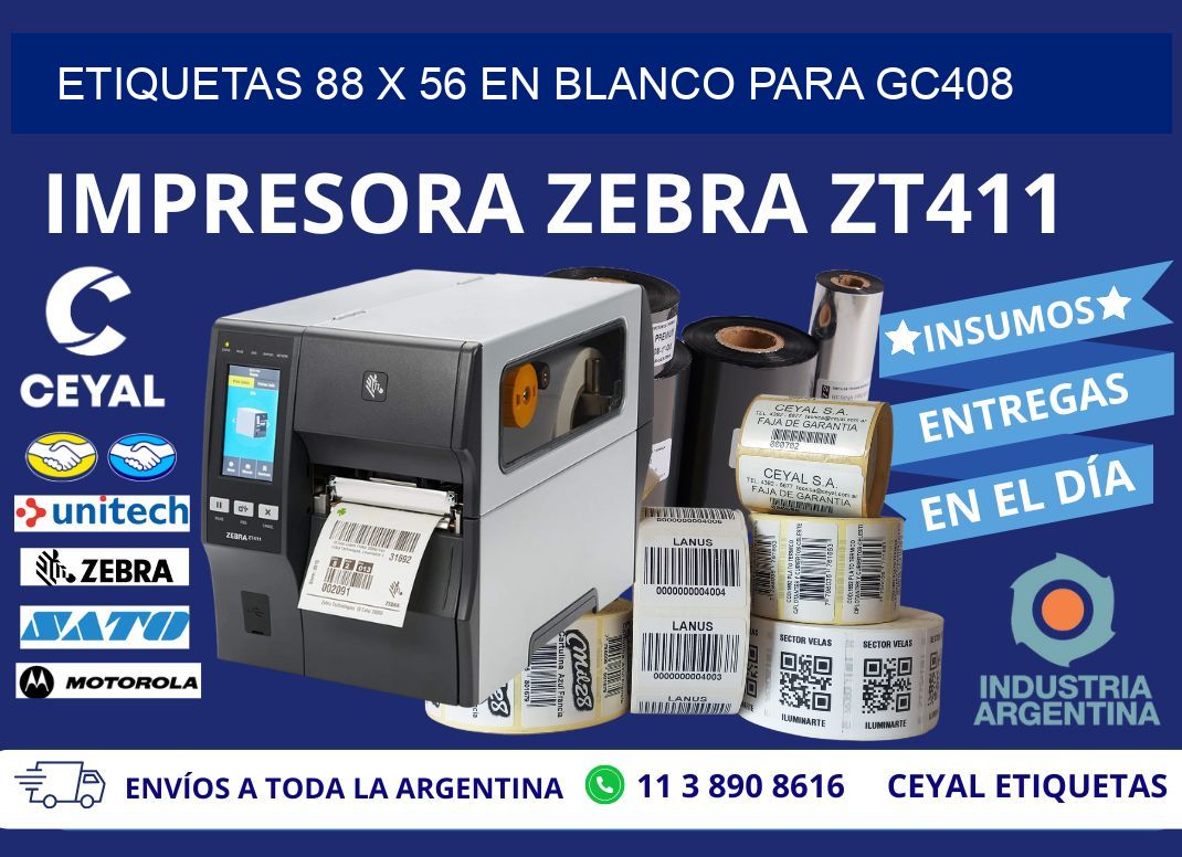 Etiquetas 88 x 56 en blanco para gc408